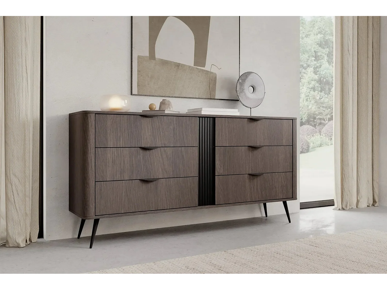 SELENA - Buffet 163cmbois de chêne - Chêne foncé
