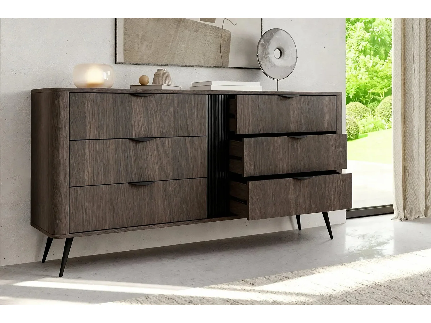 SELENA - Buffet 163cmbois de chêne - Chêne foncé