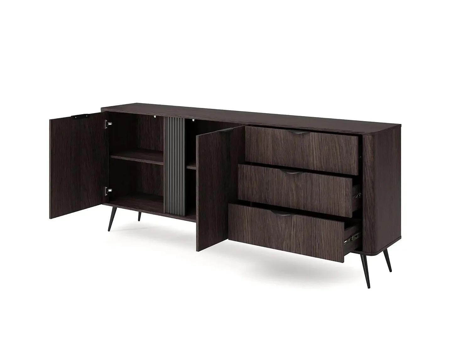 SELENA - Buffet 2 portes 195cmbois de chêne - Chêne foncé