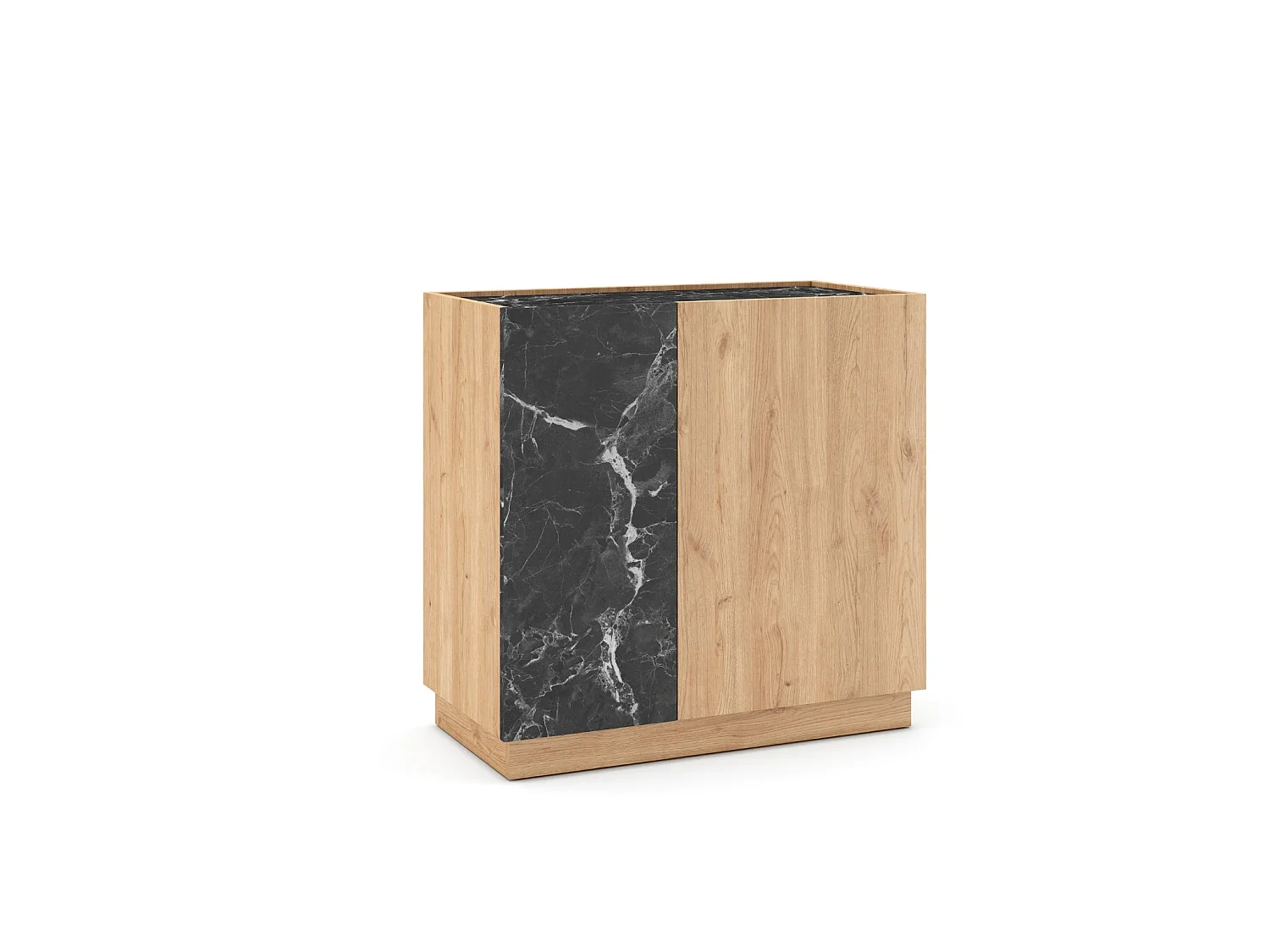 AUREN - Mini commode 2 portes 80cm en mélamine - Chêne clair