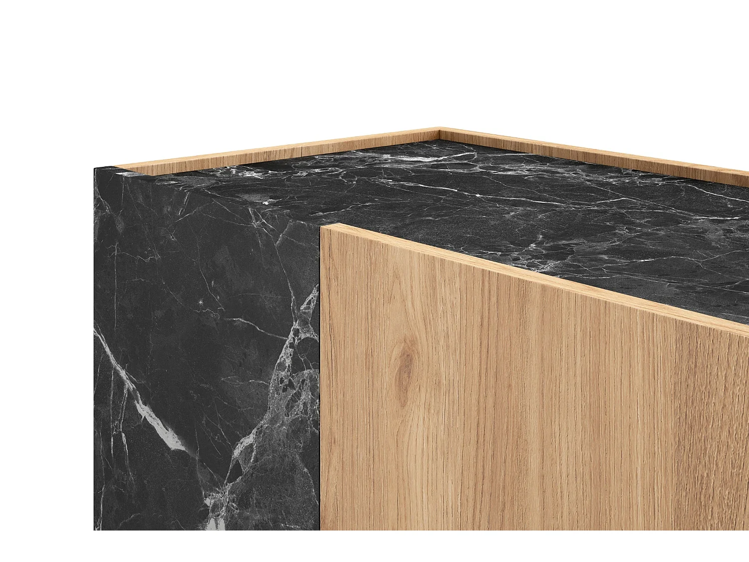 AUREN - Mini commode 2 portes 80cm en mélamine - Chêne clair