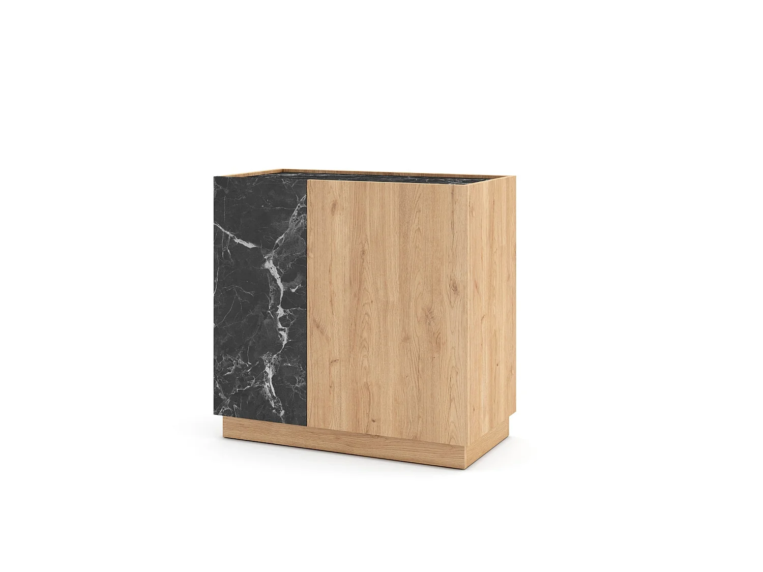 AUREN - Mini commode 2 portes 80cm en mélamine - Chêne clair