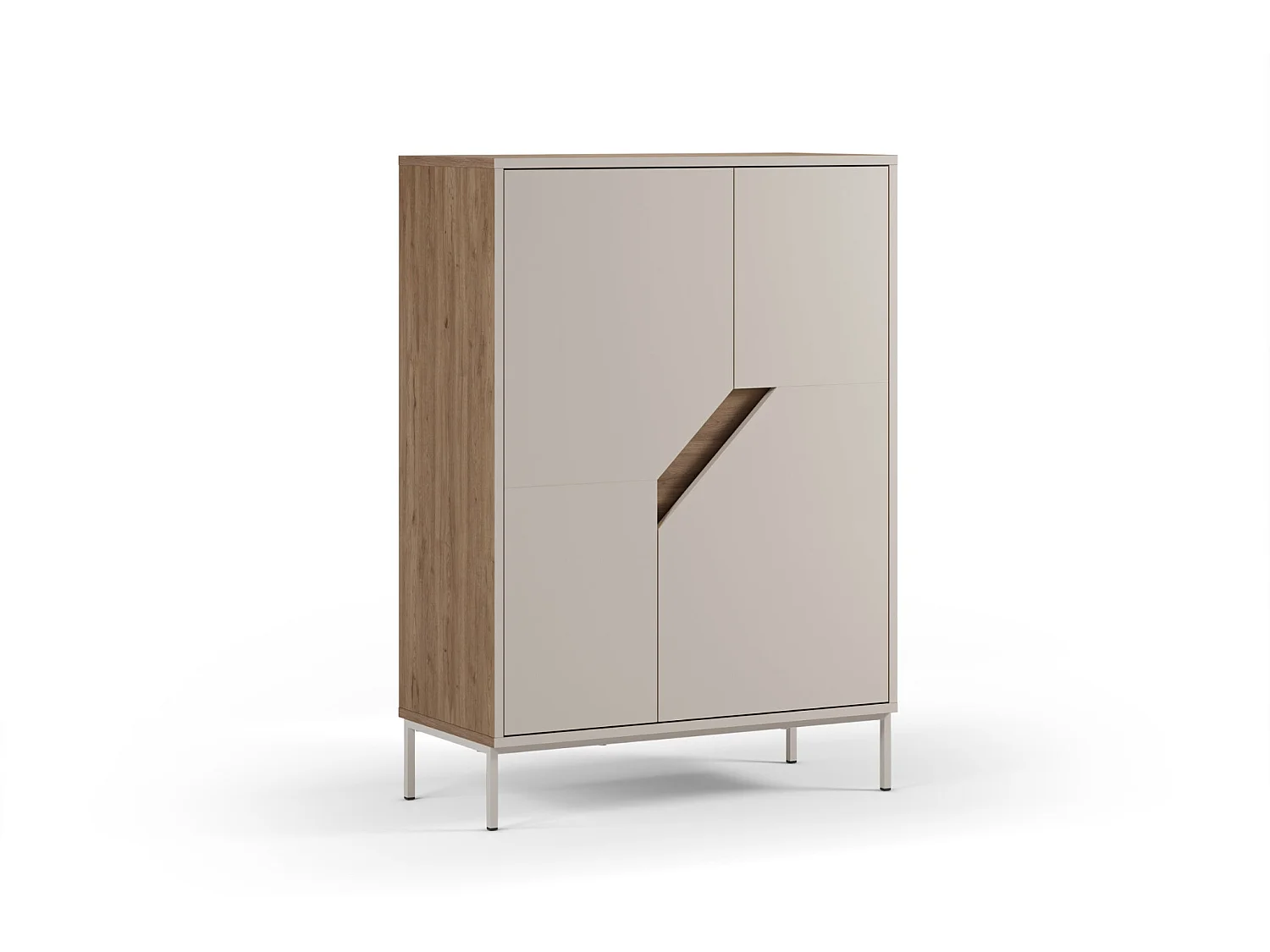 DALIA - Commode 2 tiroirs 85cm en mélamine - Beige