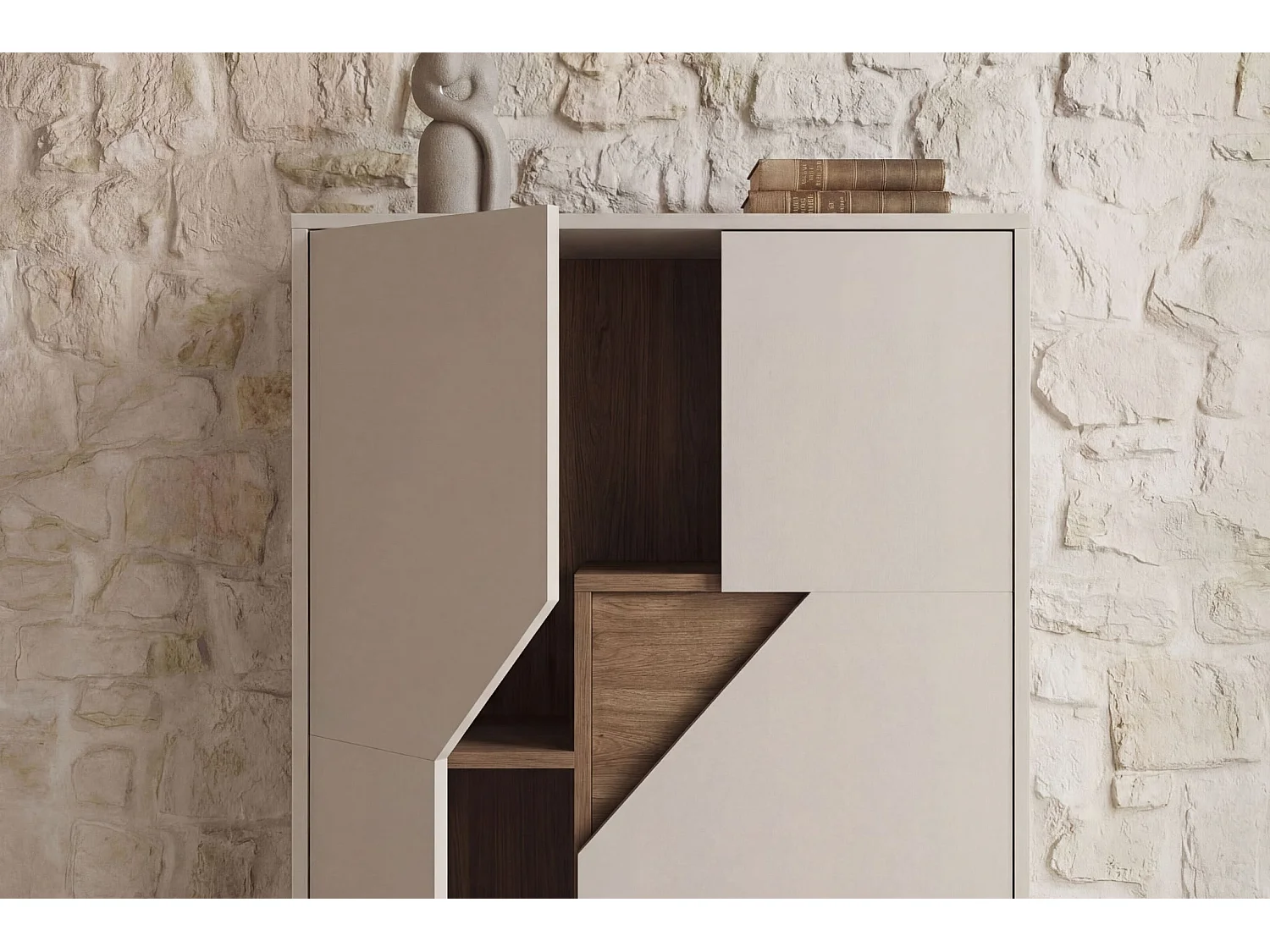 DALIA - Commode 2 tiroirs 85cm en mélamine - Beige