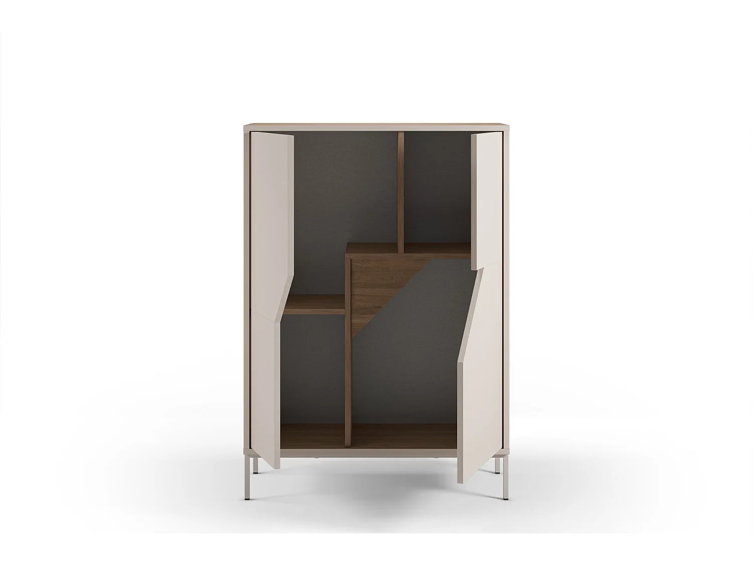 DALIA - Commode 2 tiroirs 85cm en mélamine - Beige