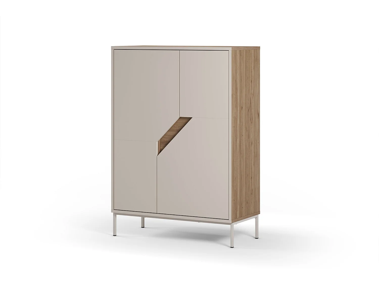 DALIA - Commode 2 tiroirs 85cm en mélamine - Beige