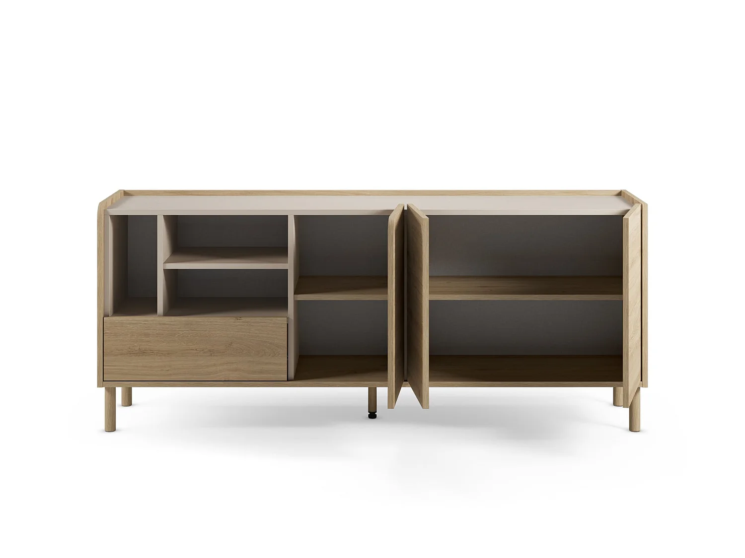 ISADORA - Buffet 3 portes 180cm en mélamine - Chêne clair