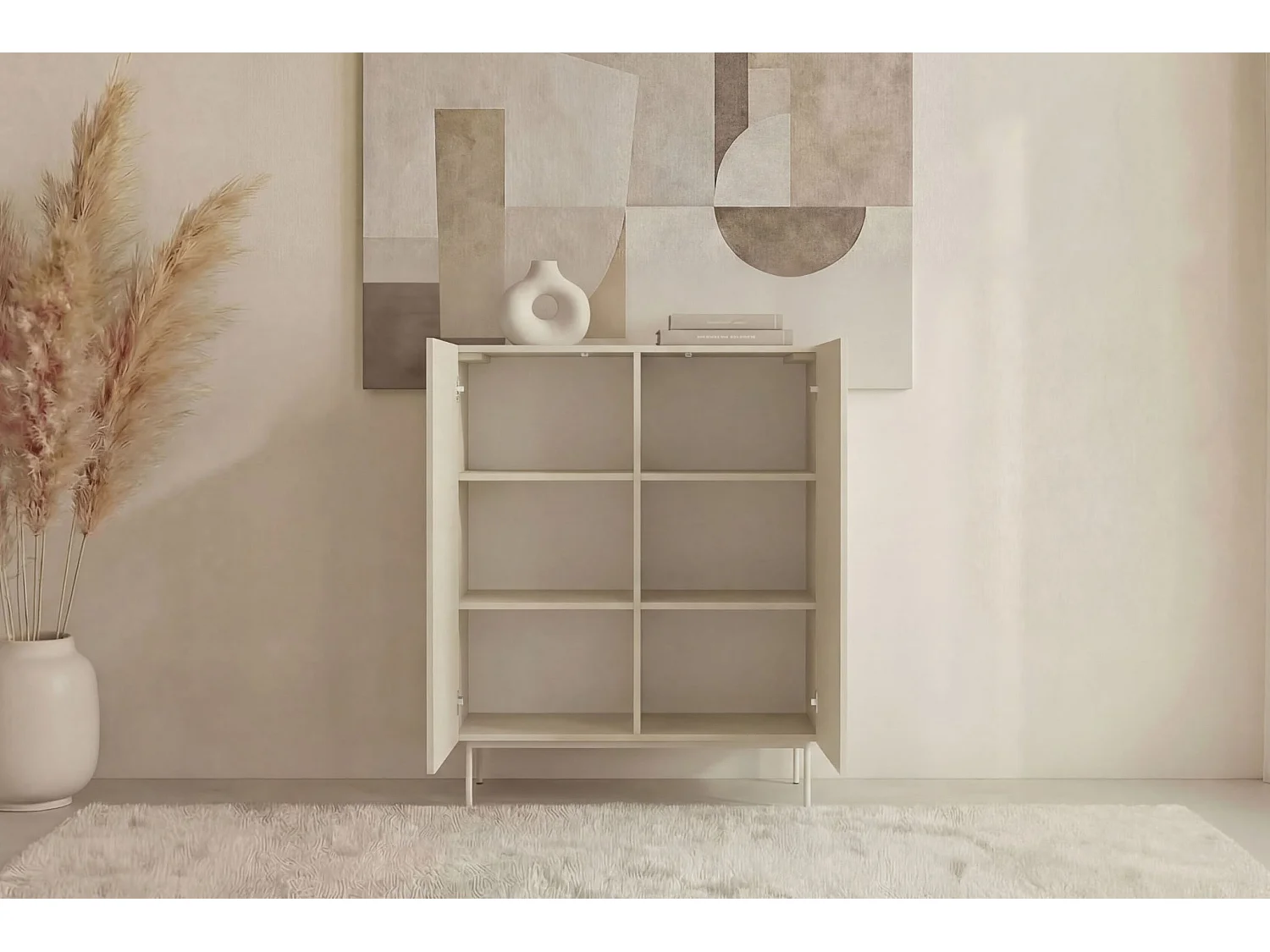 ZORA - Commode 2 portes 98cmpieds en métal - Blanc