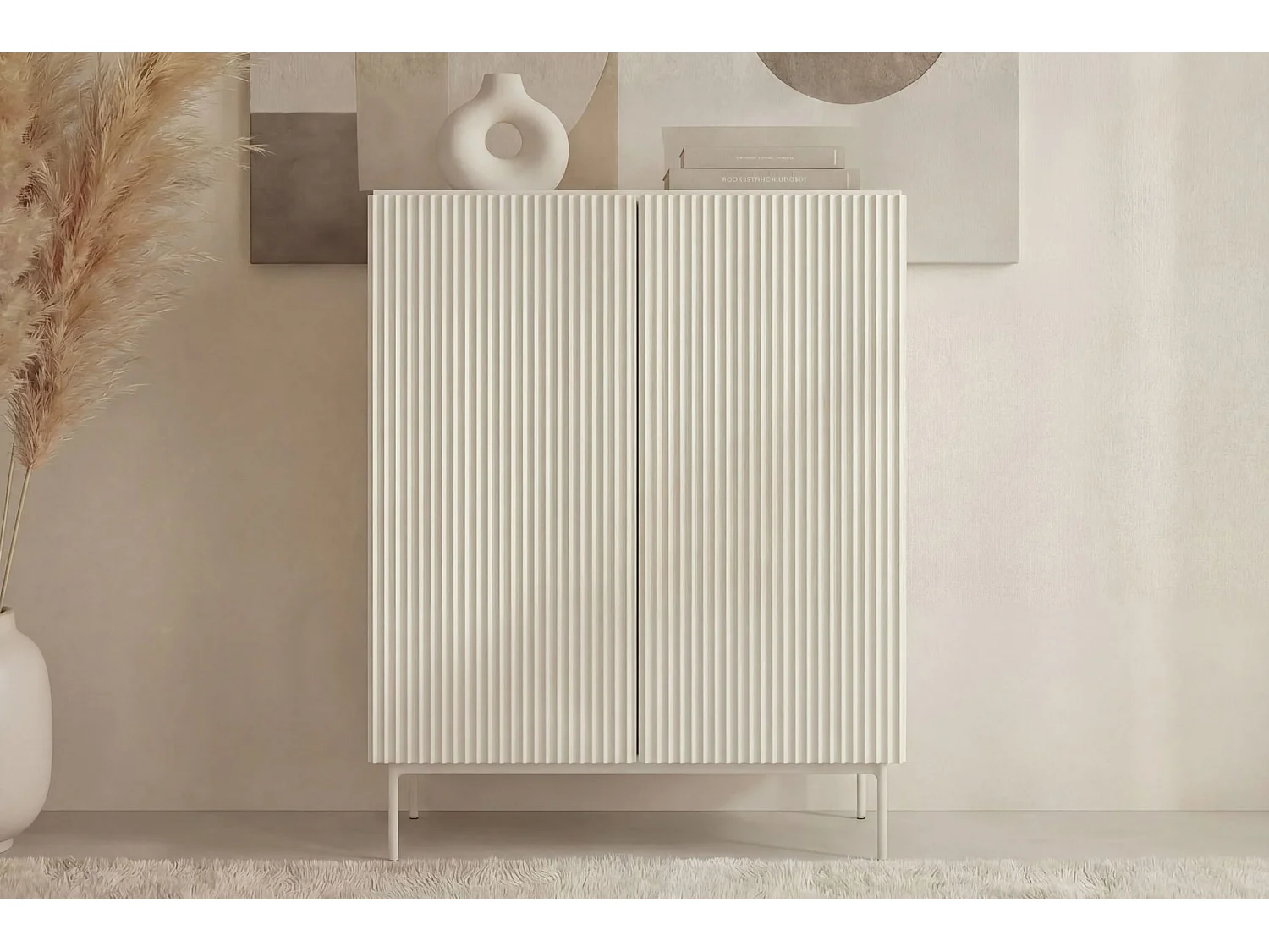 ZORA - Commode 2 portes 98cmpieds en métal - Blanc