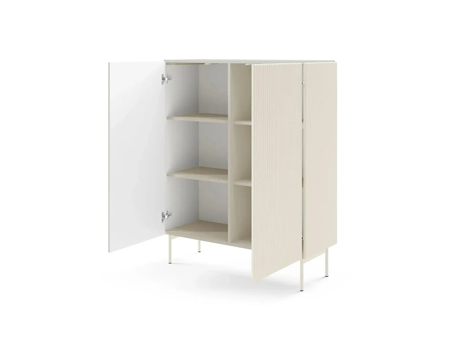 ZORA - Commode 2 portes 98cmpieds en métal - Blanc