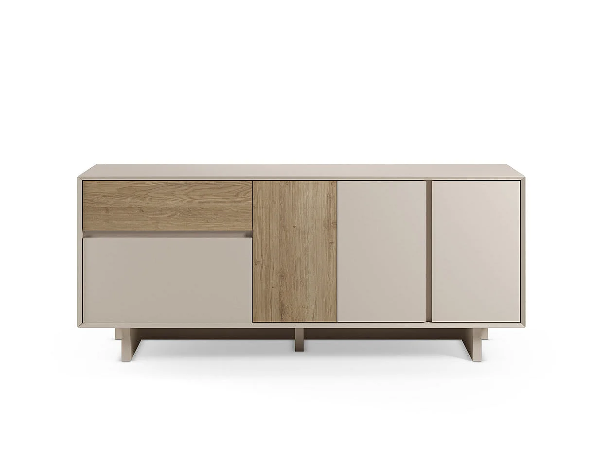 ARKA - Buffet 4 portes 180cm en mélamine - Beige