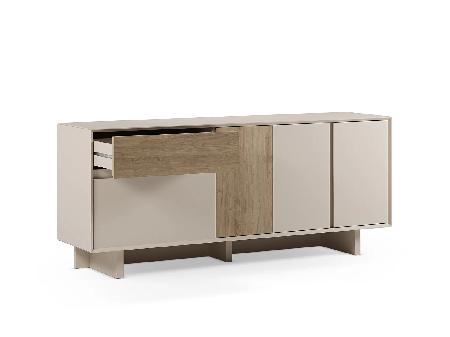 ARKA - Buffet 4 portes 180cm en mélamine - Beige