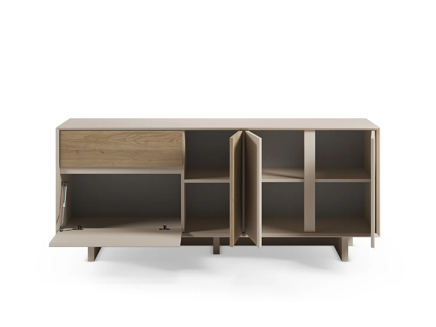 ARKA - Buffet 4 portes 180cm en mélamine - Beige