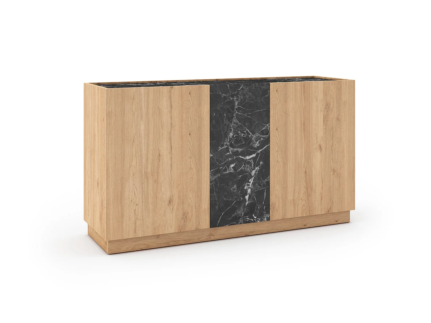 AUREN - Buffet 3 portes 140cm en mélamine - Chêne clair