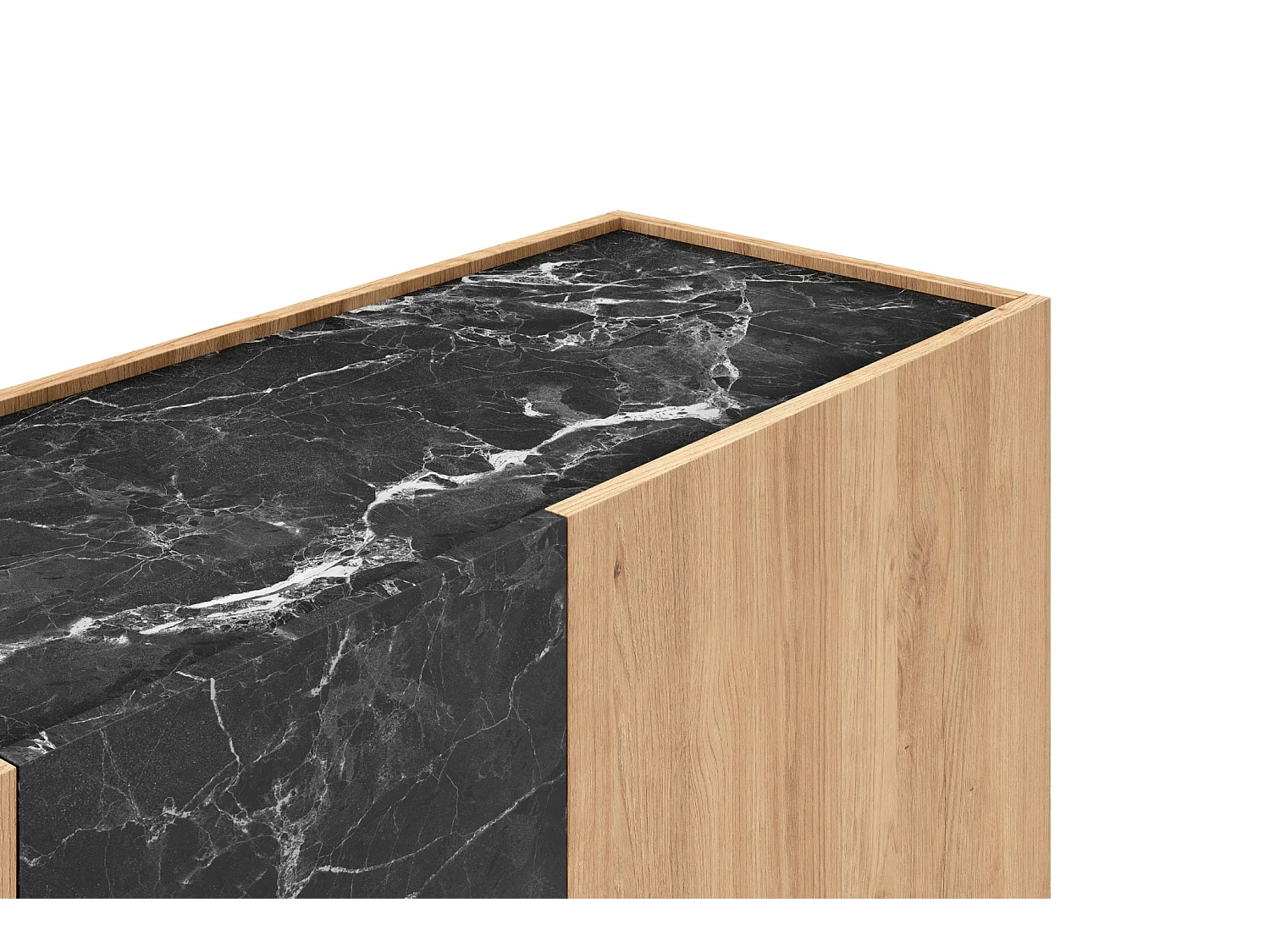 AUREN - Buffet 3 portes 140cm en mélamine - Chêne clair