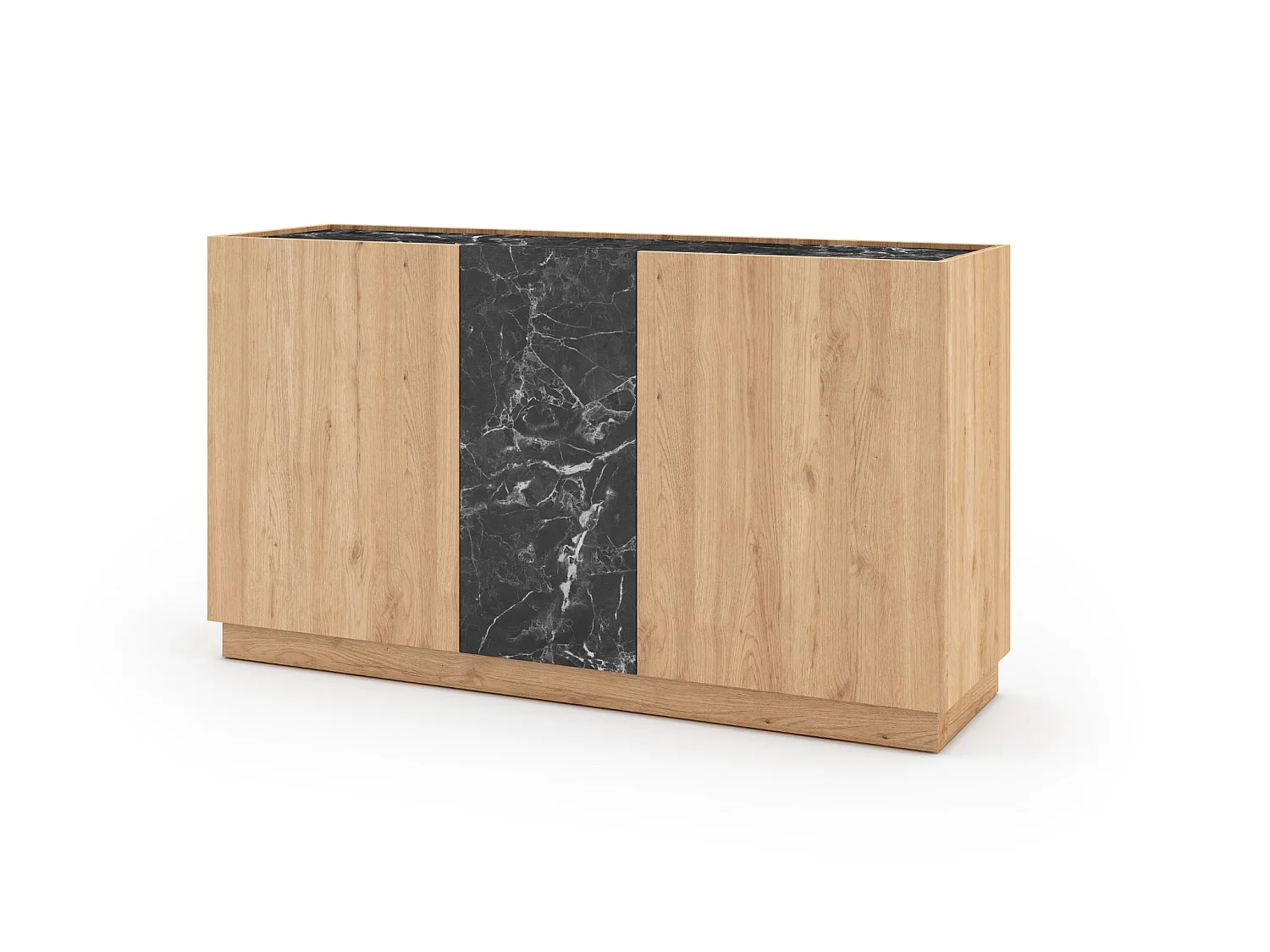 AUREN - Buffet 3 portes 140cm en mélamine - Chêne clair