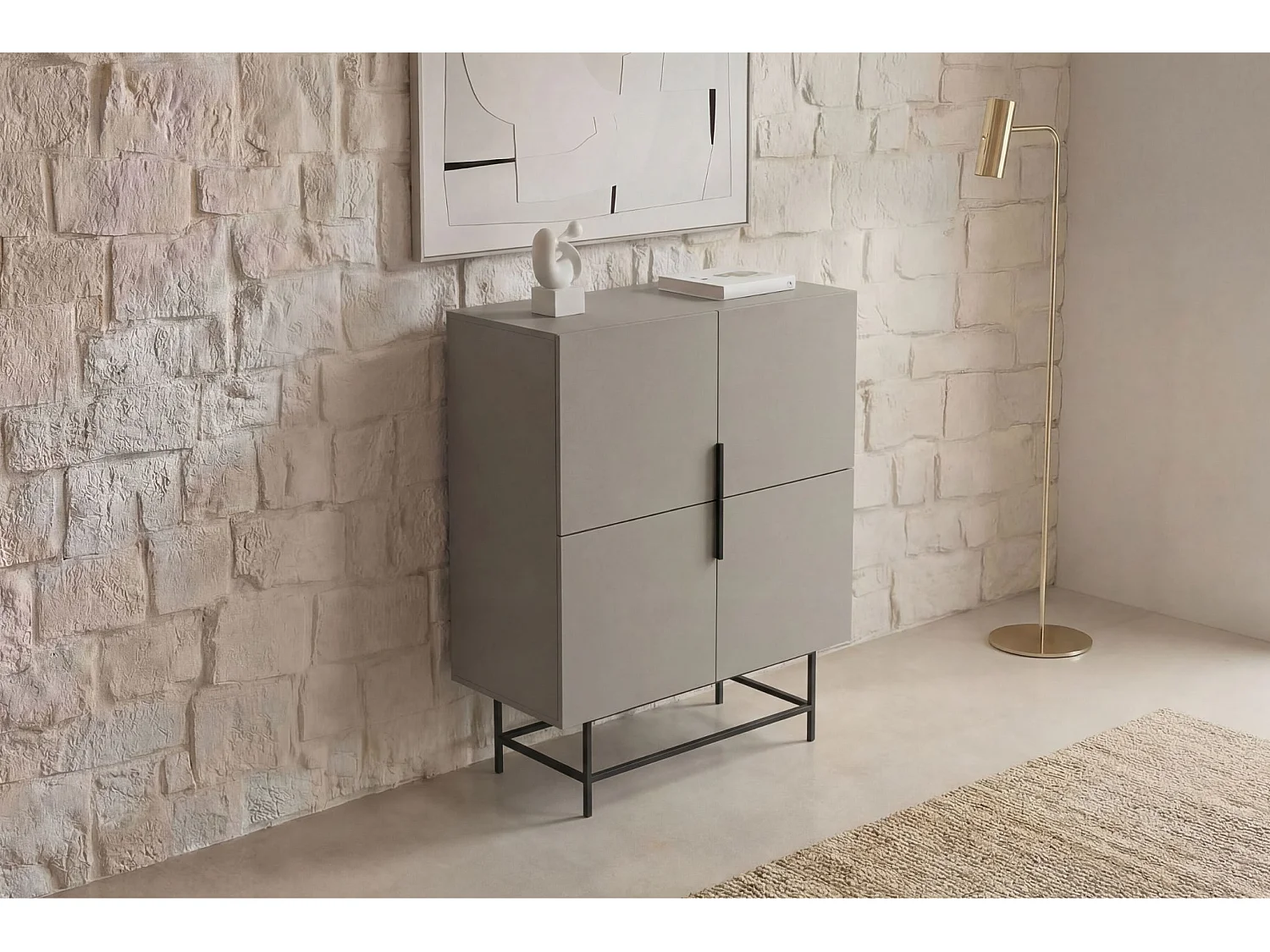 SOMA - Commode 4 portes 100cm en mélamine - Vert