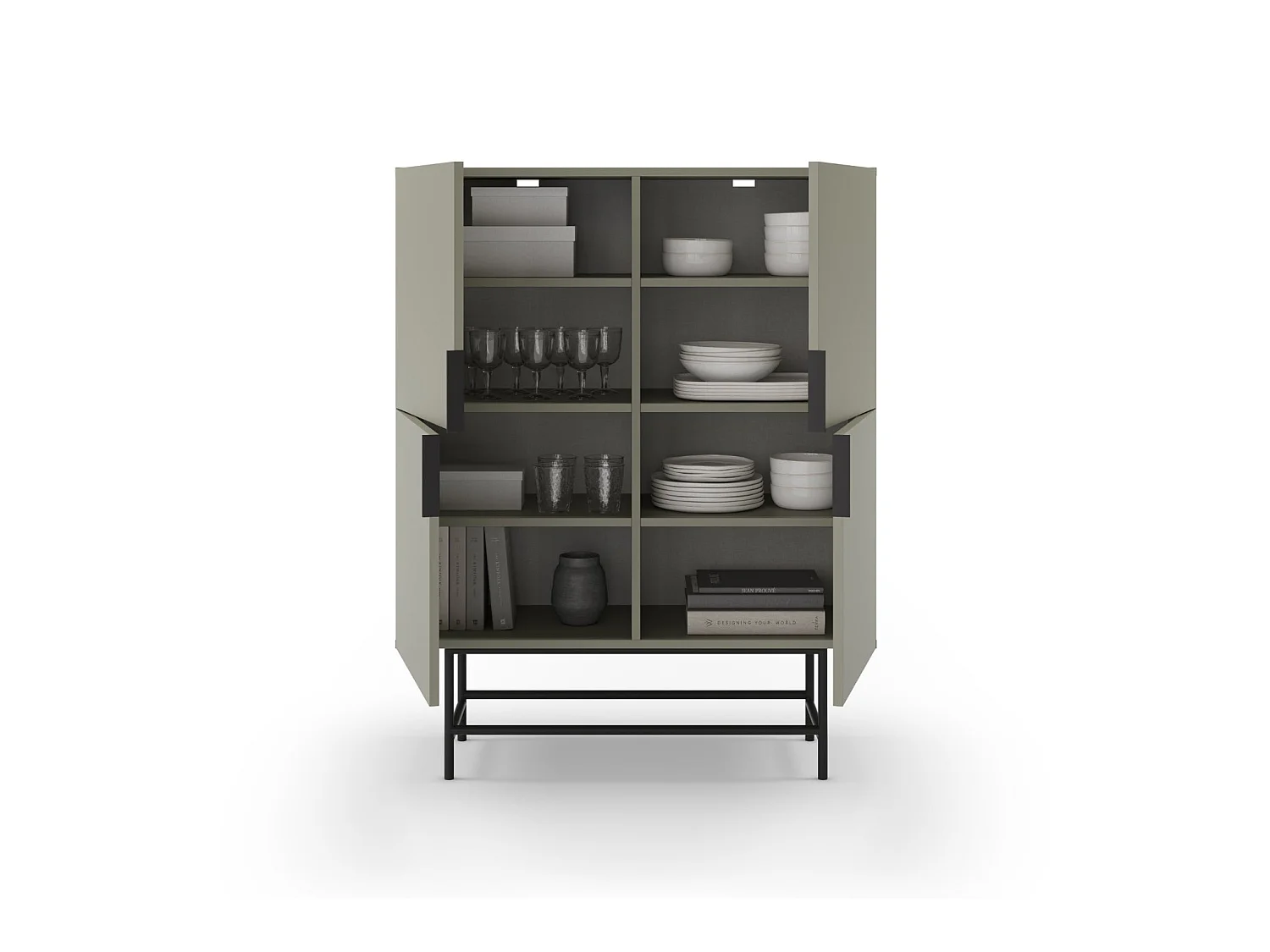 SOMA - Commode 4 portes 100cm en mélamine - Vert