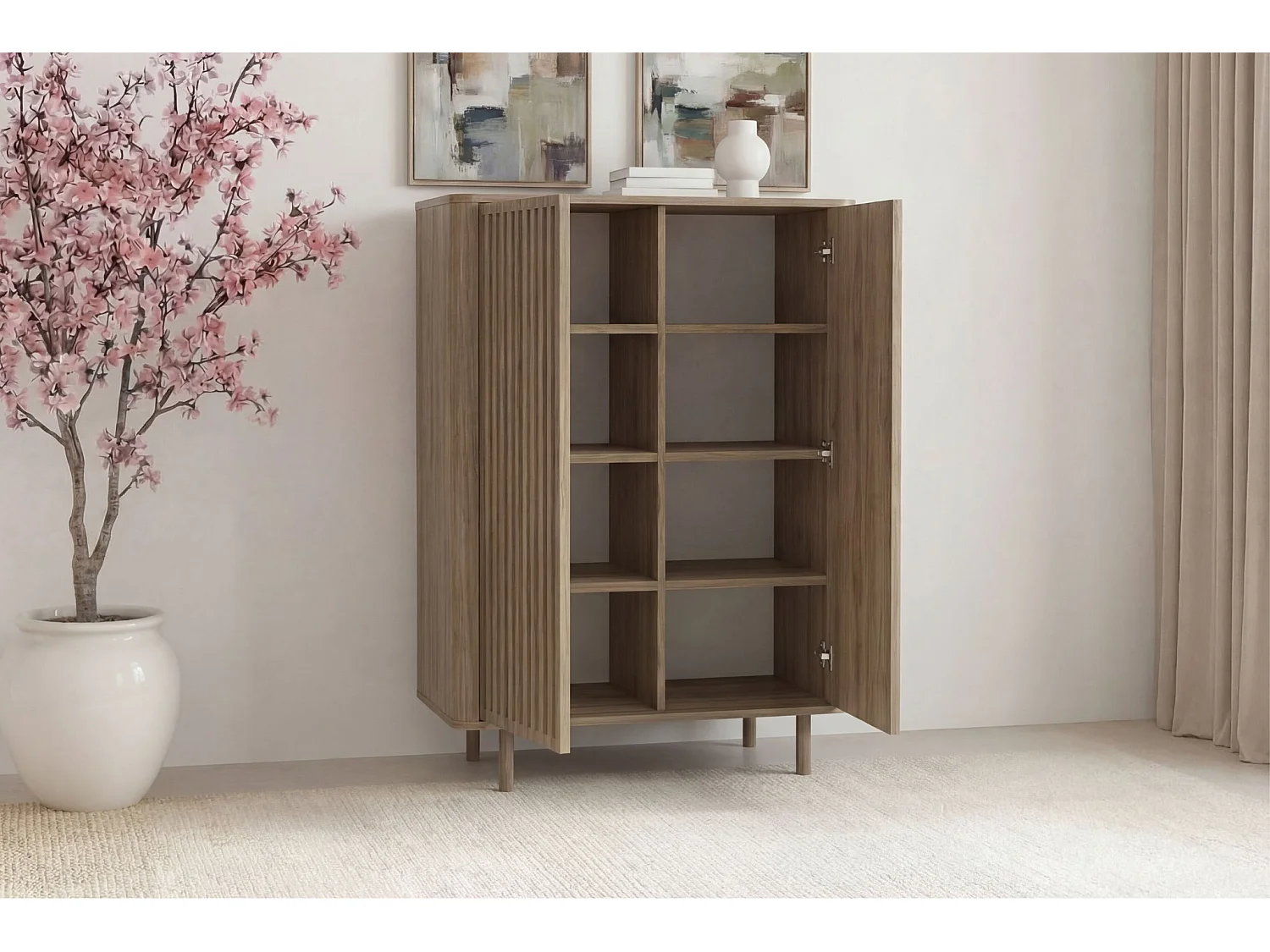 BLOOM - Commode 2 tiroirs 86cm en mélamine - Chêne clair