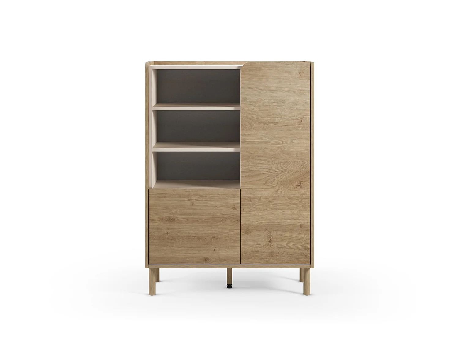 ISADORA - Commode 2 tiroirs 90cm en mélamine - Chêne clair