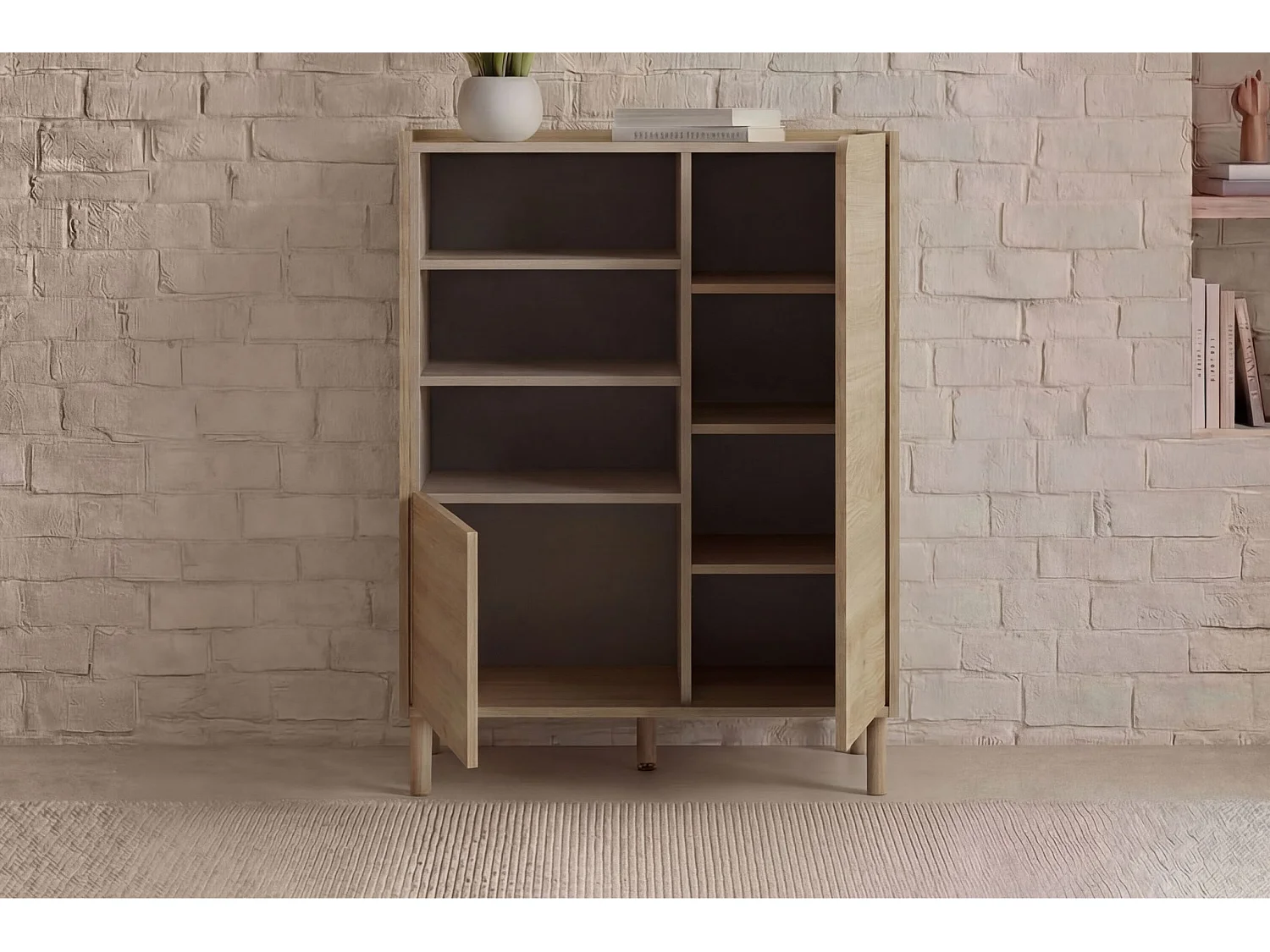 ISADORA - Commode 2 tiroirs 90cm en mélamine - Chêne clair
