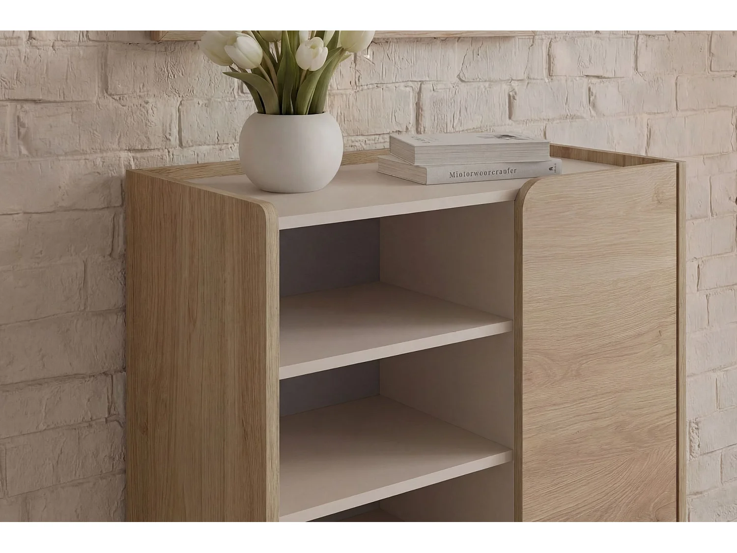 ISADORA - Commode 2 tiroirs 90cm en mélamine - Chêne clair