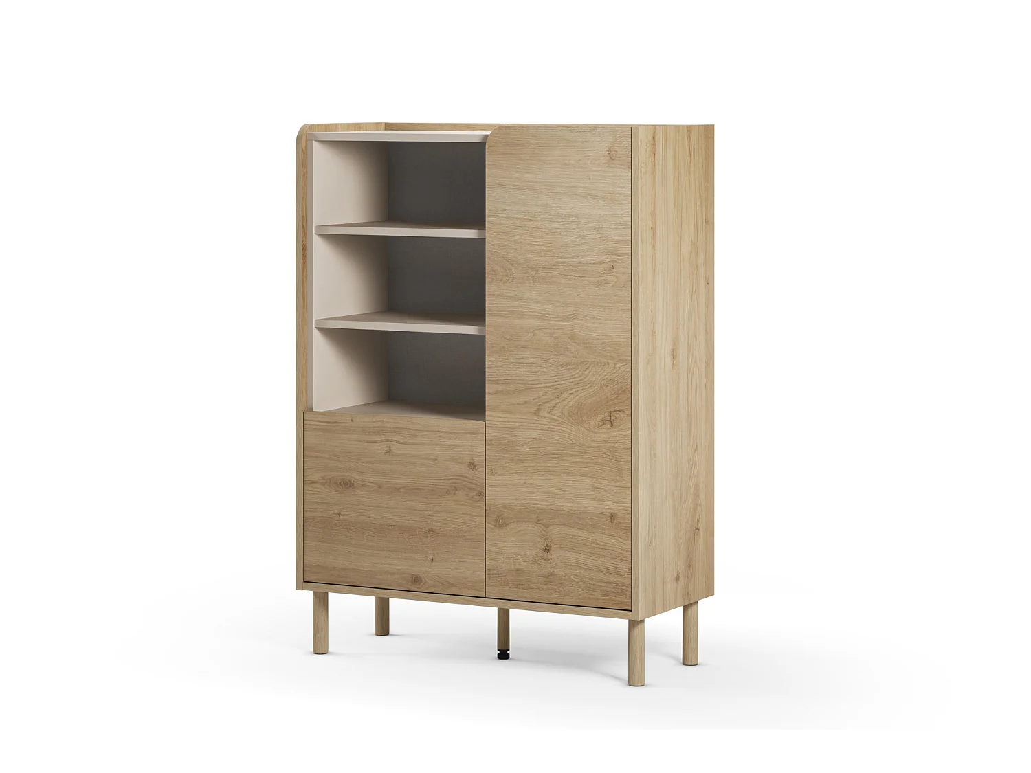 ISADORA - Commode 2 tiroirs 90cm en mélamine - Chêne clair