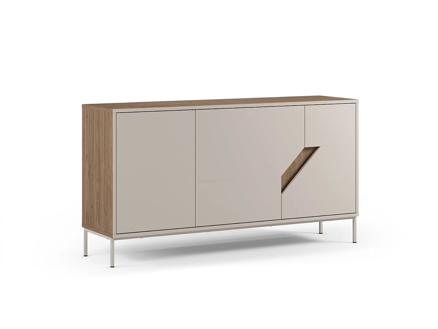 DALIA - Buffet 3 portes 150cm en mélamine - Beige