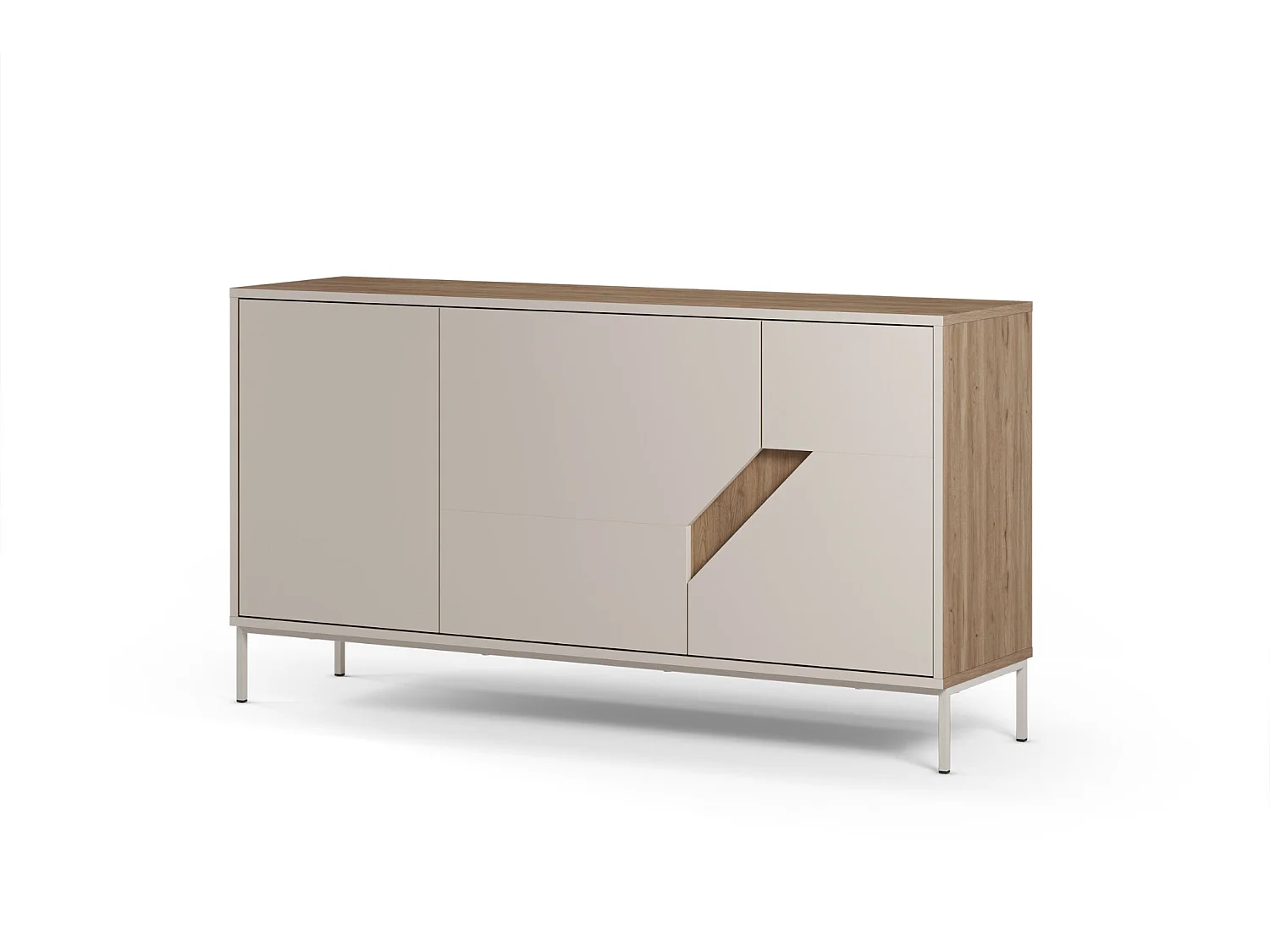 DALIA - Buffet 3 portes 150cm en mélamine - Beige