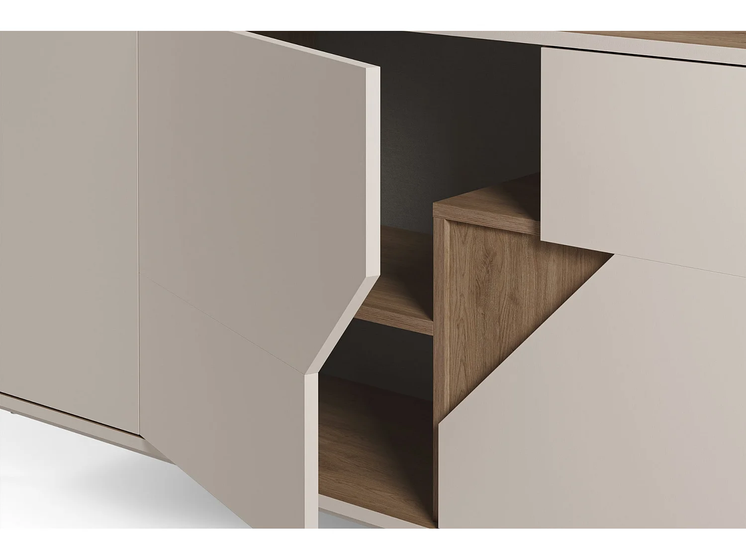 DALIA - Buffet 3 portes 150cm en mélamine - Beige
