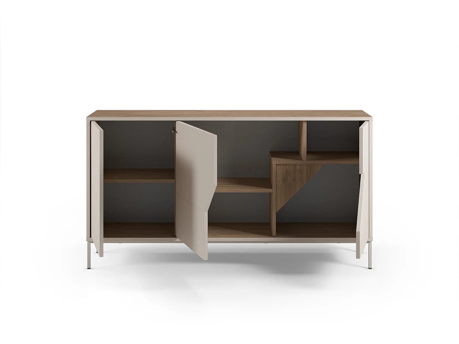DALIA - Buffet 3 portes 150cm en mélamine - Beige