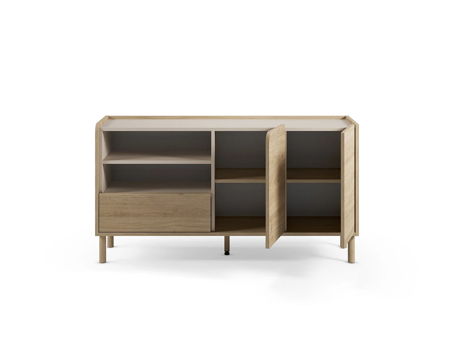 ISADORA - Buffet 2 portes 141cm en mélamine - Chêne clair