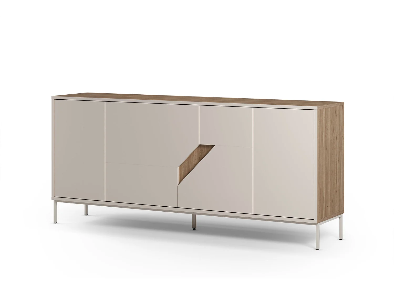 DALIA - Buffet 4 portes 180cm en mélamine - Beige
