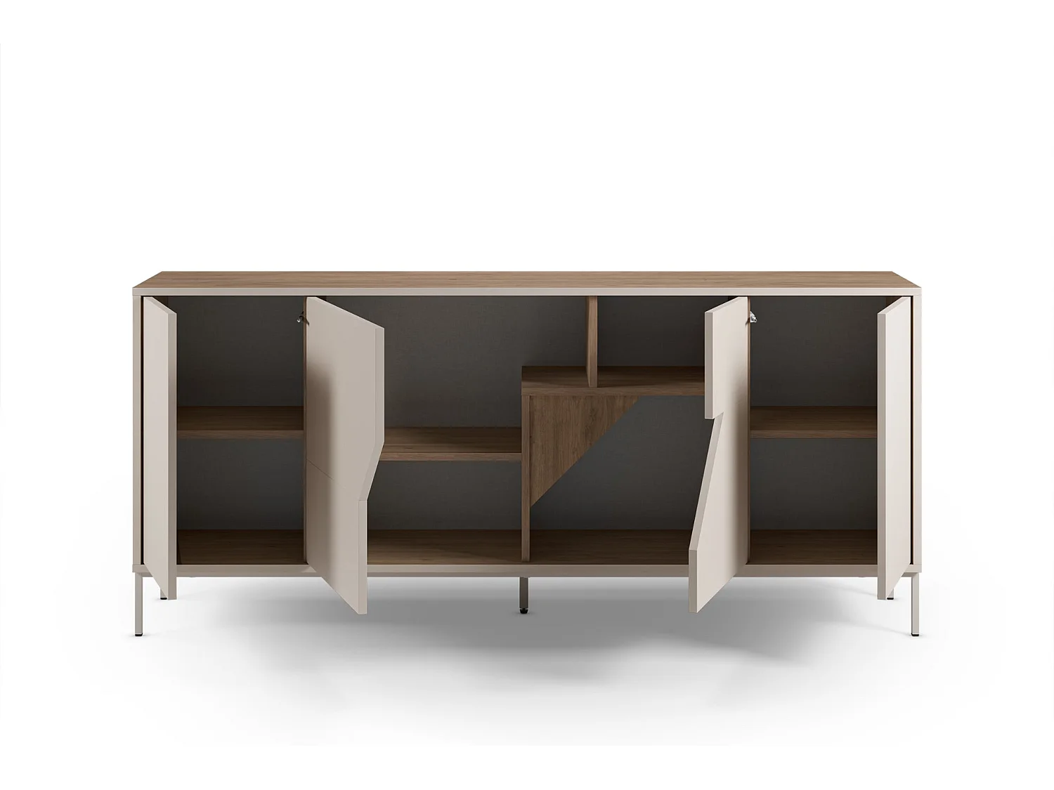 DALIA - Buffet 4 portes 180cm en mélamine - Beige
