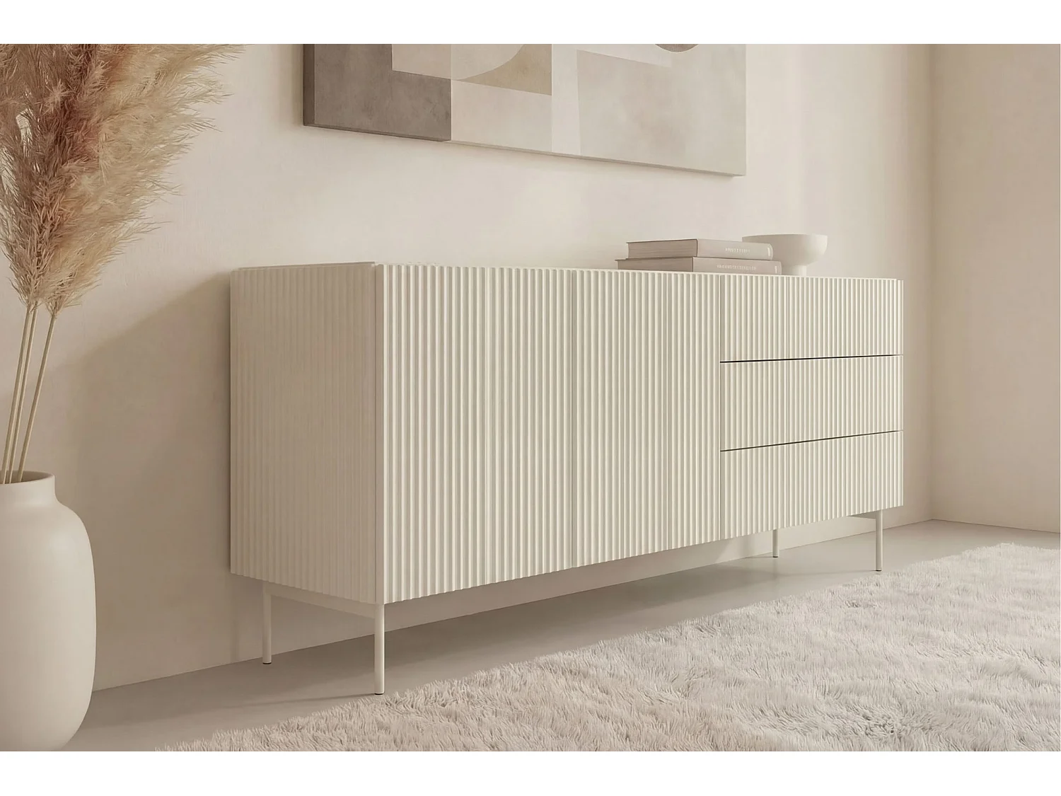 ZORA - Buffet 177cmpieds en métal - Blanc