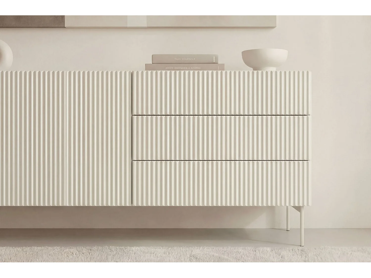 ZORA - Buffet 177cmpieds en métal - Blanc