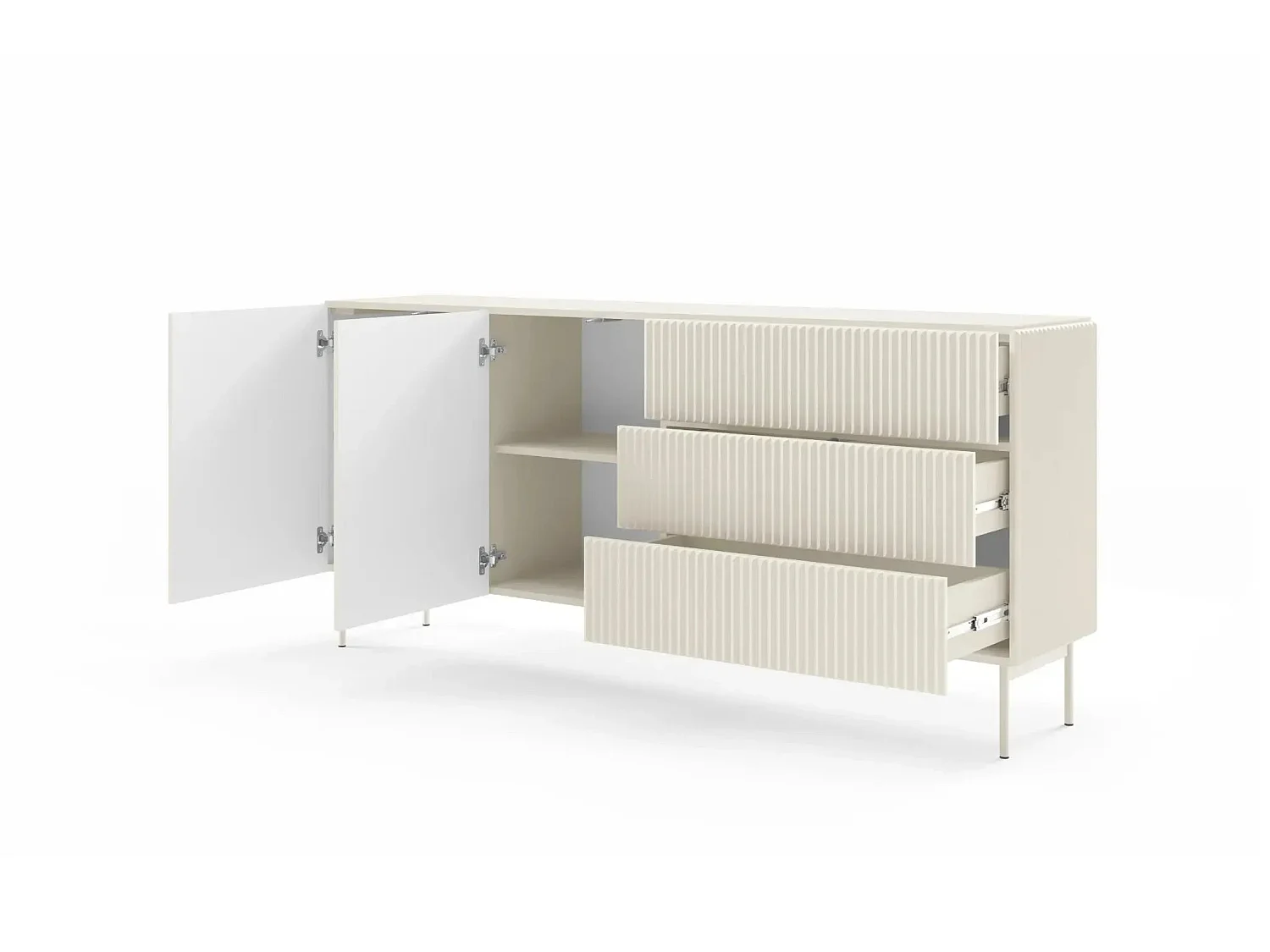 ZORA - Buffet 177cmpieds en métal - Blanc