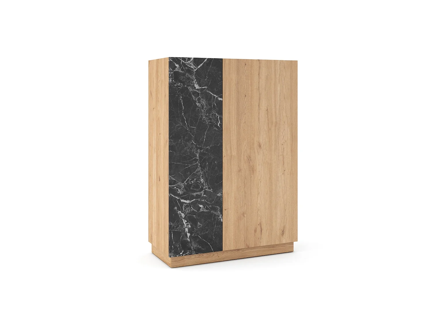AUREN - Commode 2 portes 90cm en mélamine - Chêne clair