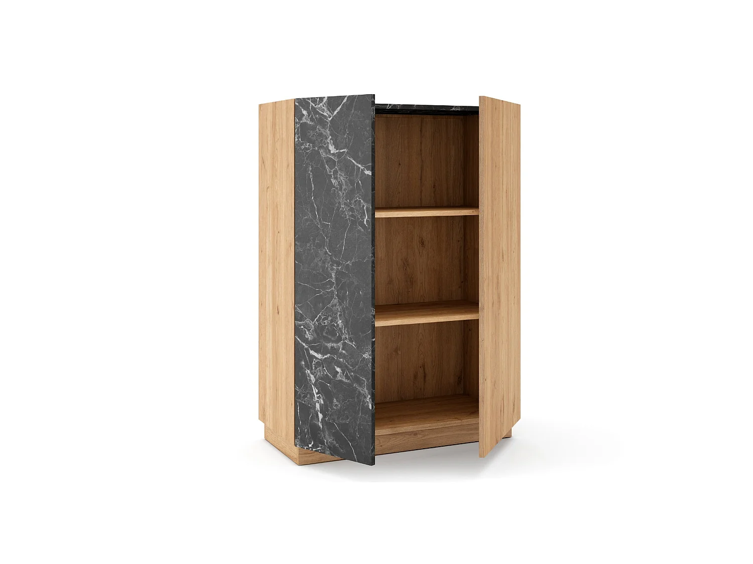 AUREN - Commode 2 portes 90cm en mélamine - Chêne clair