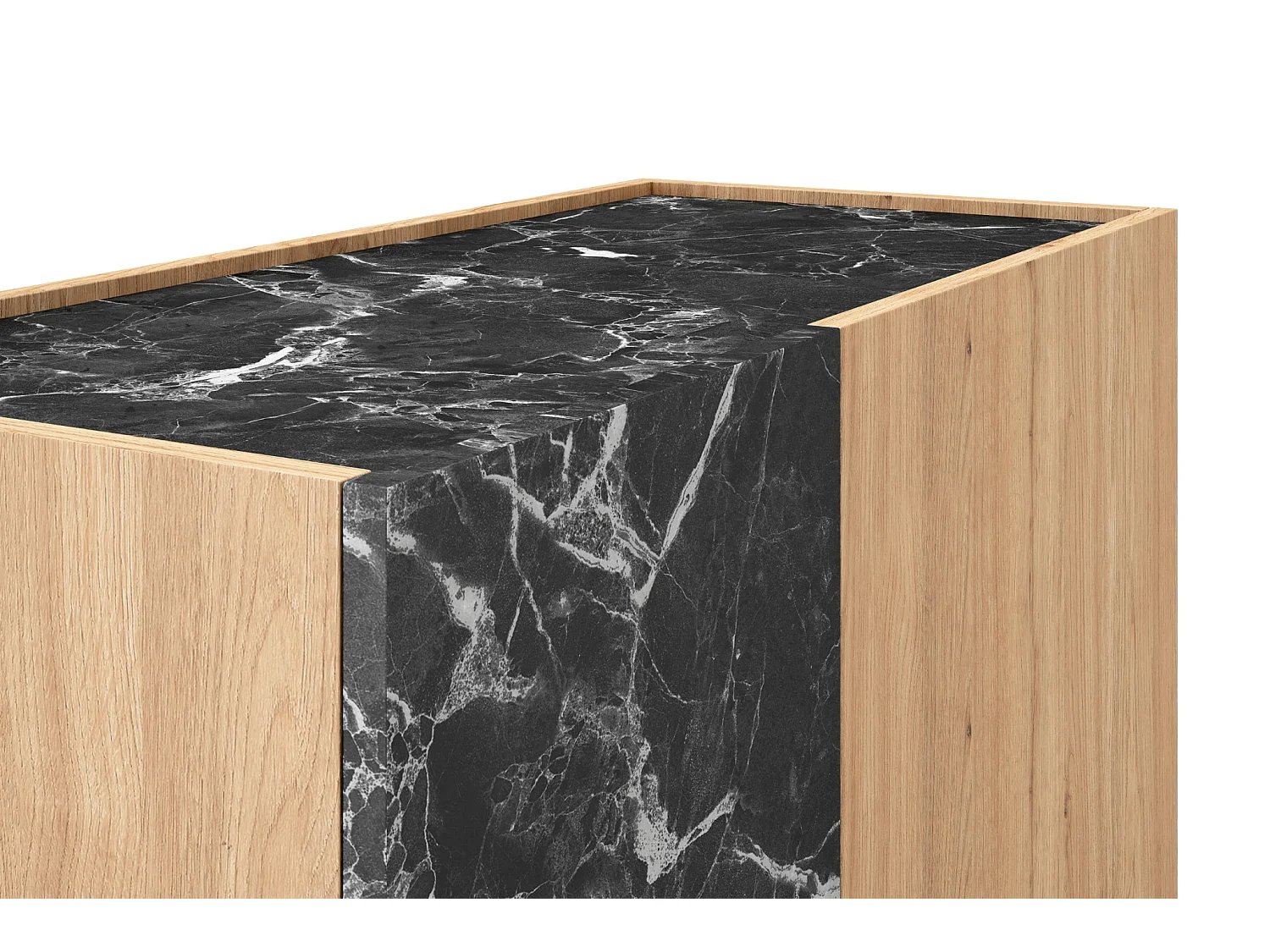 AUREN - Commode 2 portes 90cm en mélamine - Chêne clair