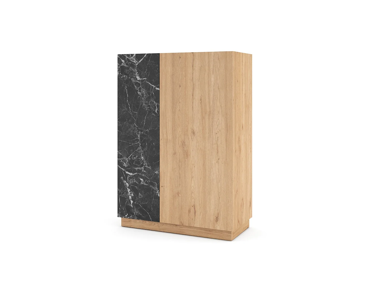 AUREN - Commode 2 portes 90cm en mélamine - Chêne clair