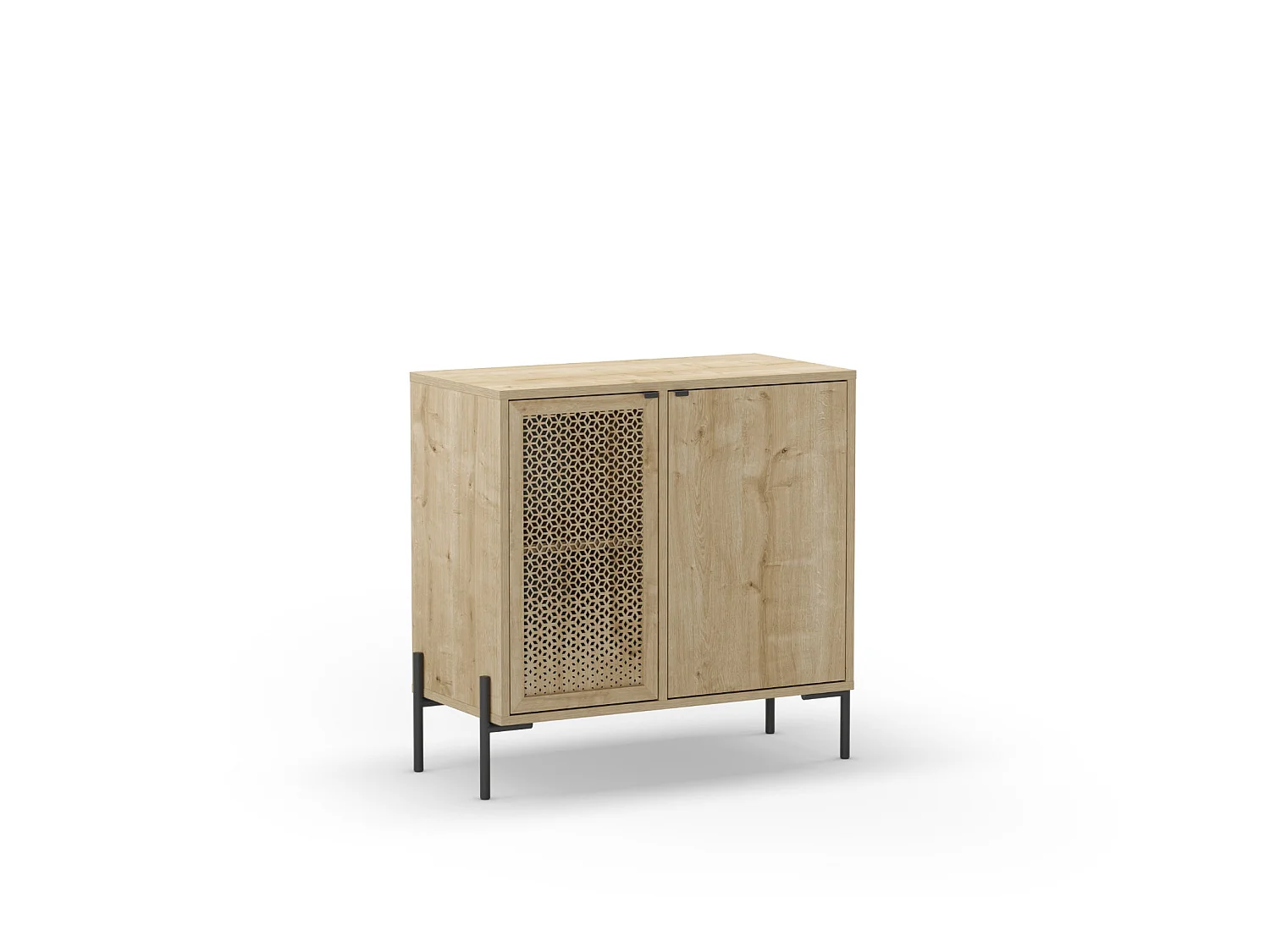 STERA - Mini commode 2 portes 83cm en mélamine - Chêne clair