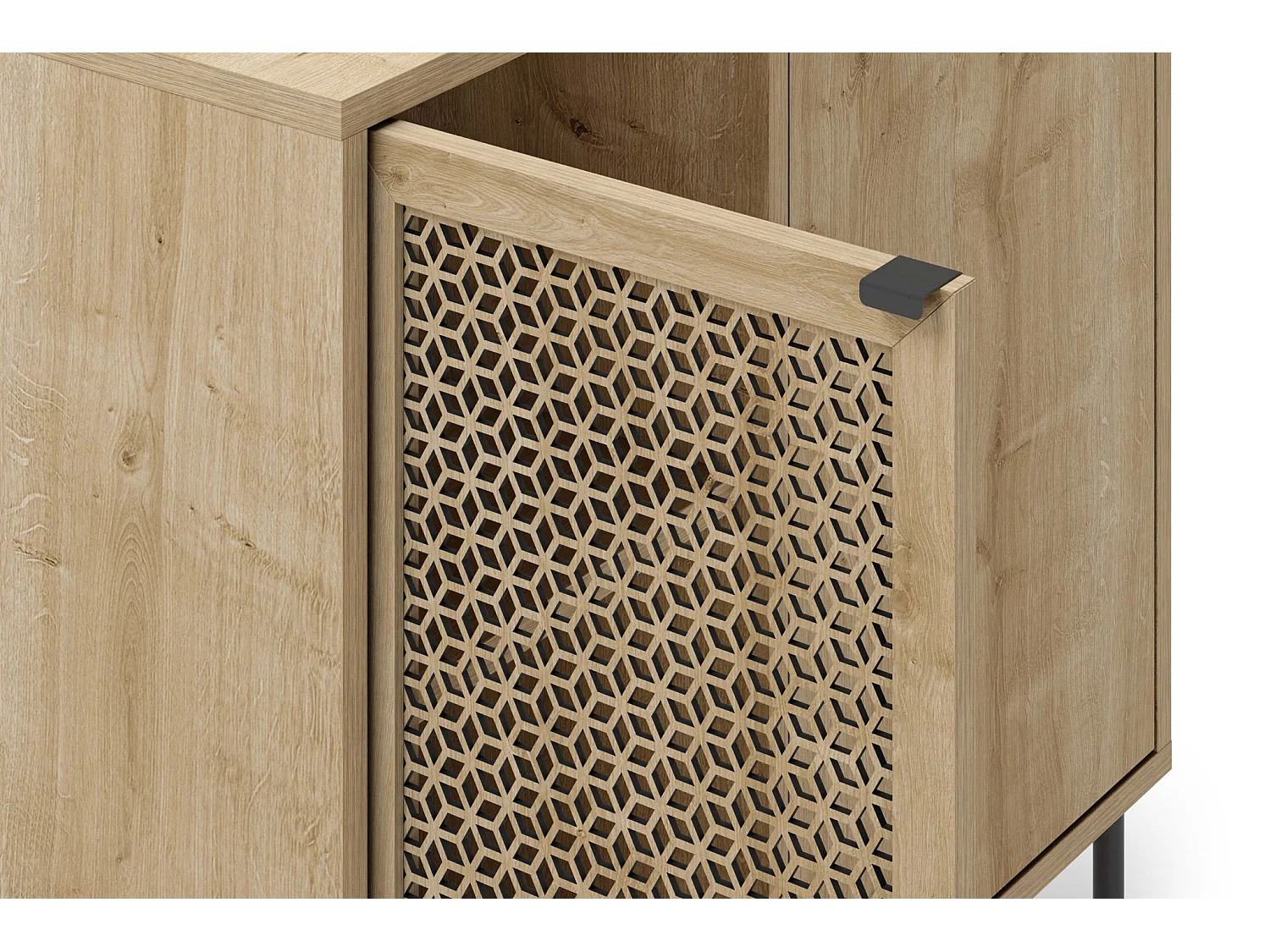 STERA - Mini commode 2 portes 83cm en mélamine - Chêne clair