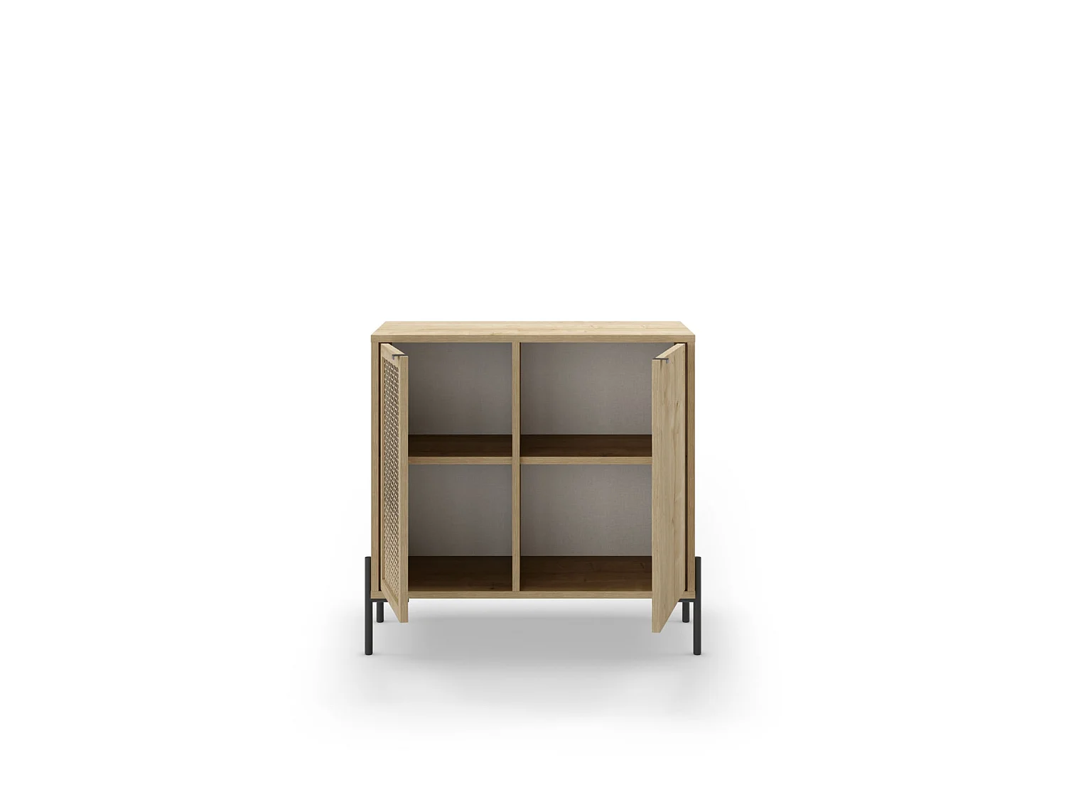 STERA - Mini commode 2 portes 83cm en mélamine - Chêne clair