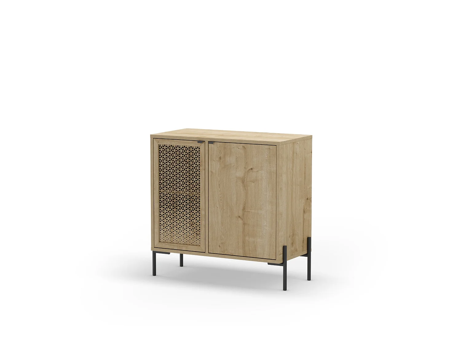 STERA - Mini commode 2 portes 83cm en mélamine - Chêne clair