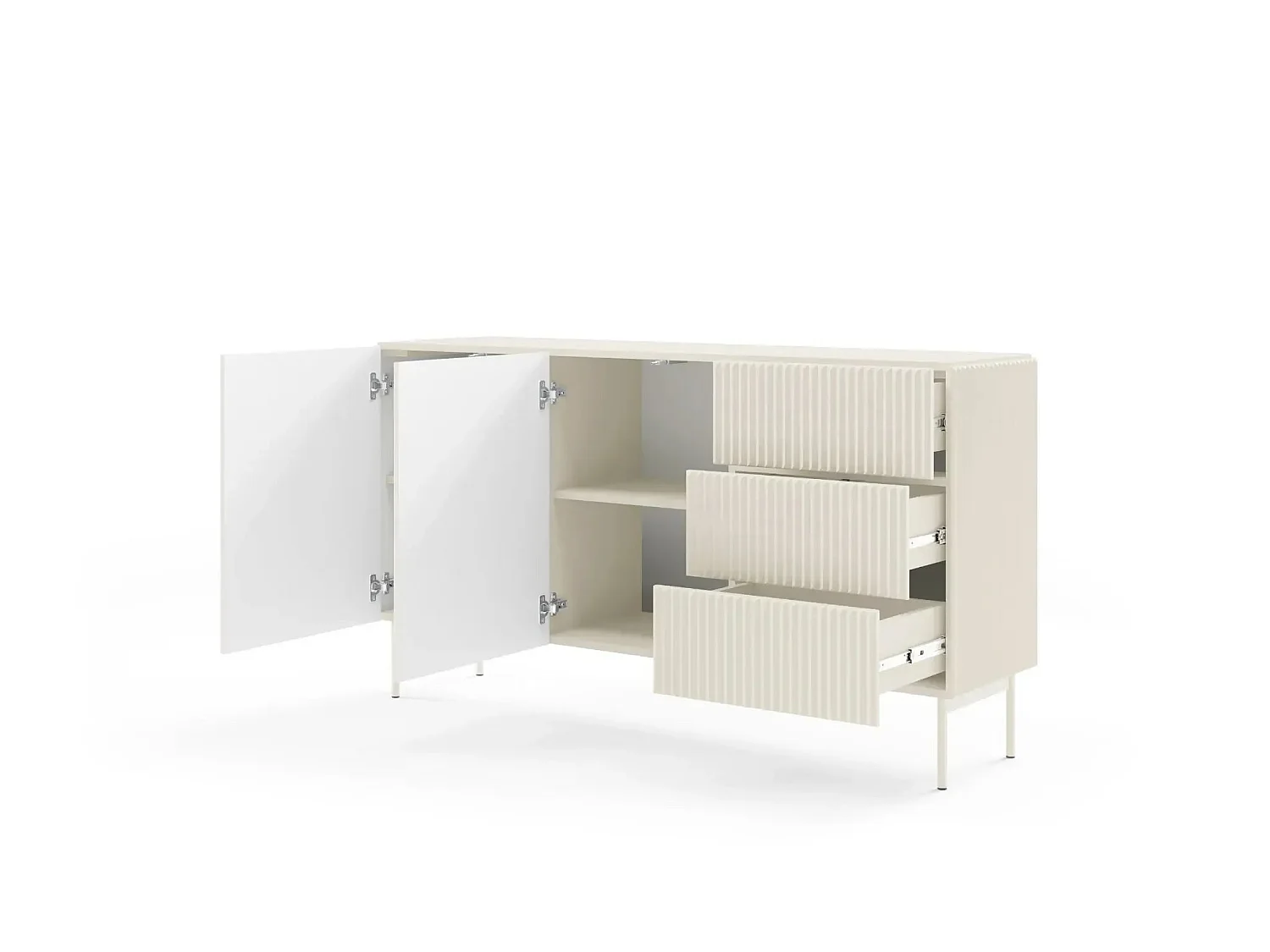 ZORA - Buffet 147cm pieds en métal - Blanc