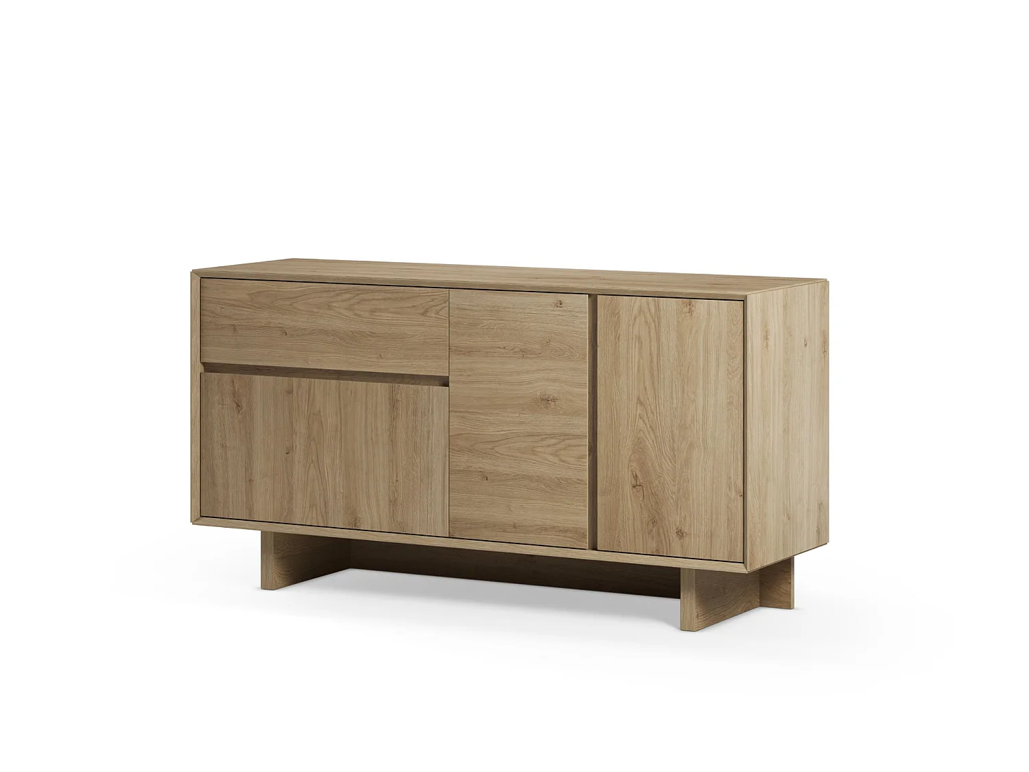 ARKA - Buffet 3 portes 146cm en mélamine - Chêne clair