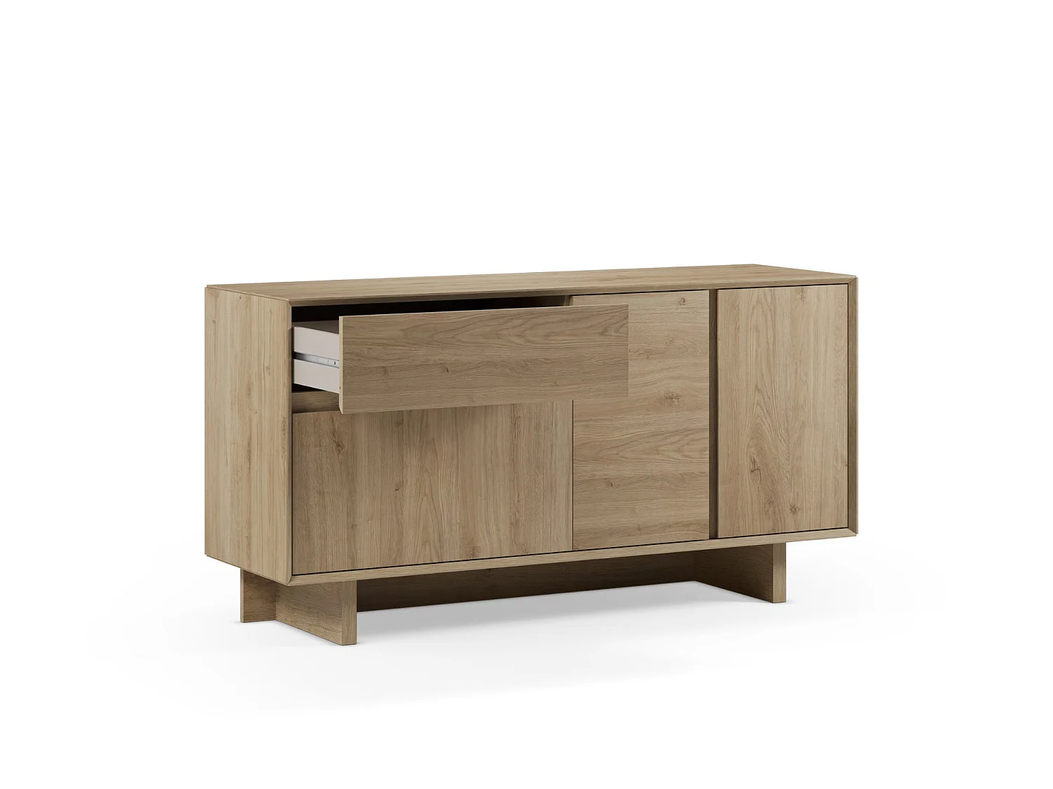 ARKA - Buffet 3 portes 146cm en mélamine - Chêne clair