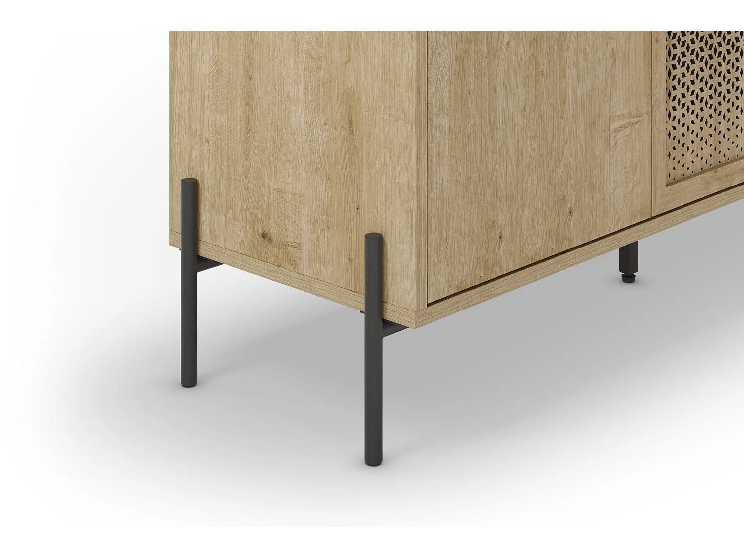 STERA - Buffet 3 portes 125cm en mélamine - Chêne clair