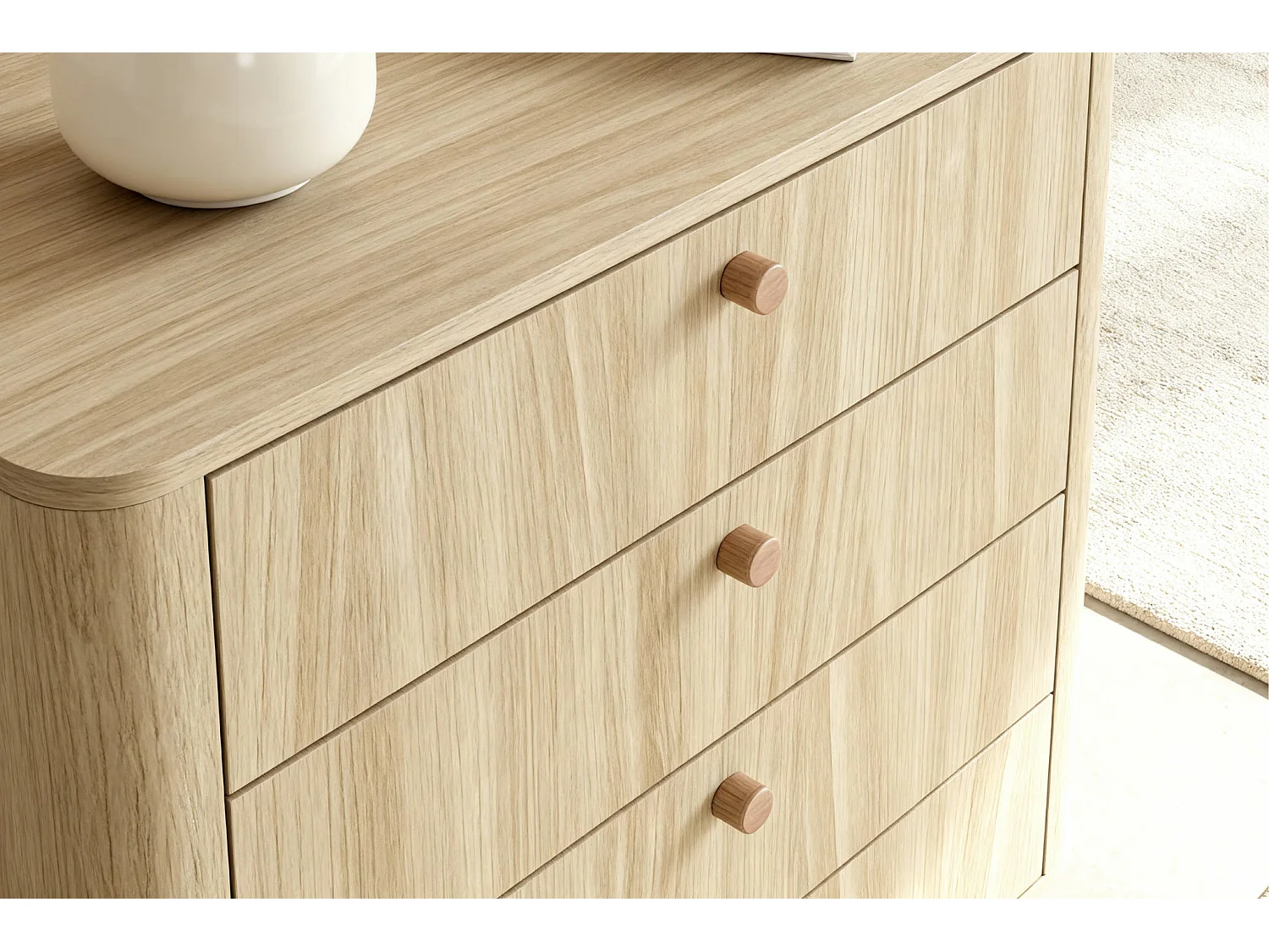 ELORA - Commode 88cm en panneau de particules laminé - Chêne clair